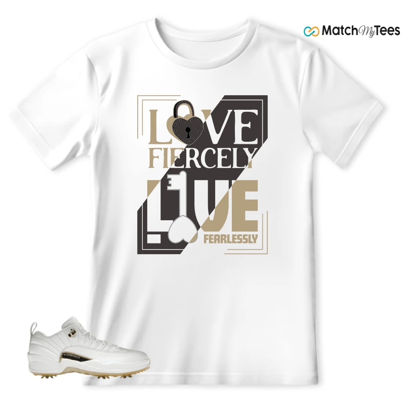 NIKE JORDAN 12 GOLF METALLIC GOLD SNEAKER Matching Tees t-shirt