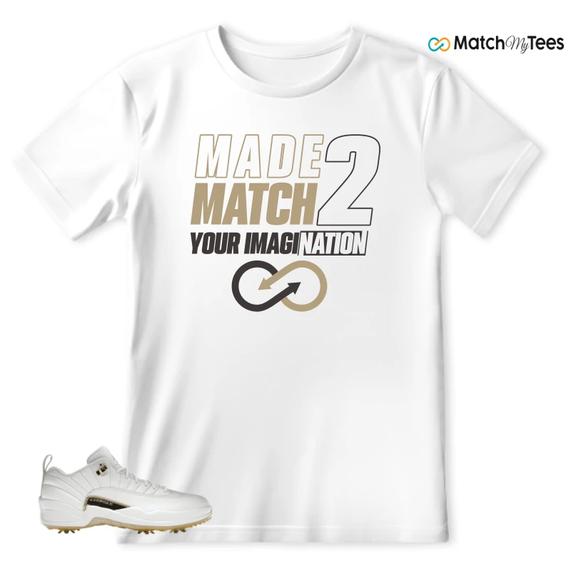NIKE JORDAN 12 GOLF METALLIC GOLD SNEAKER Matching Tees t-shirt