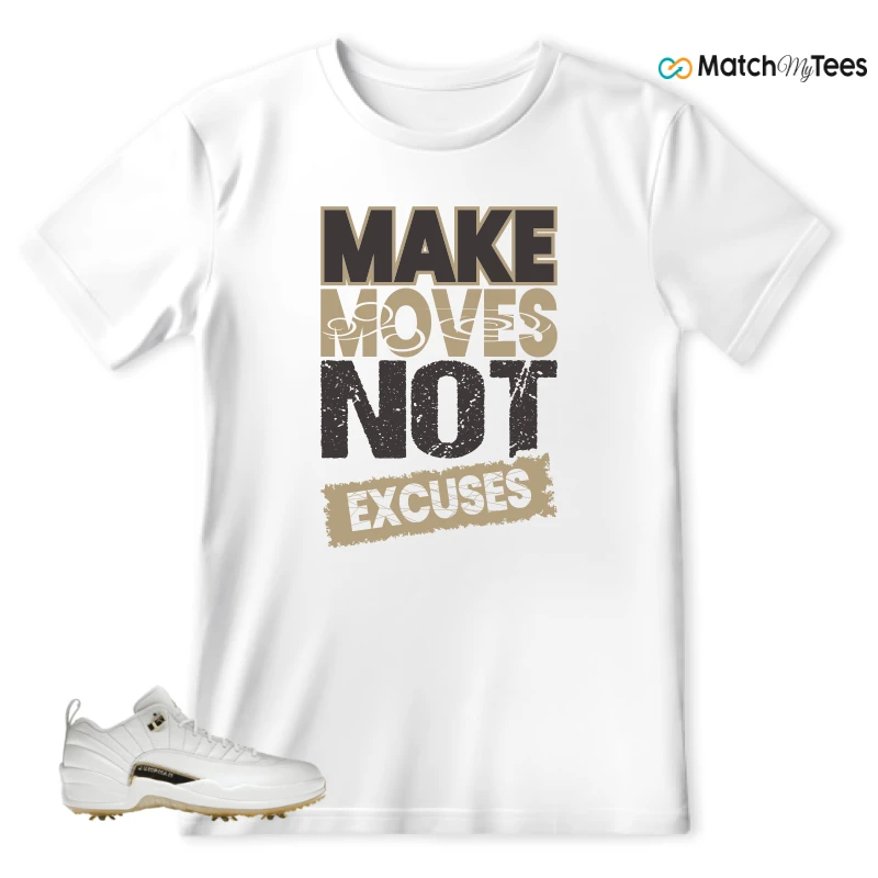 NIKE JORDAN 12 GOLF METALLIC GOLD SNEAKER Matching Tees t-shirt