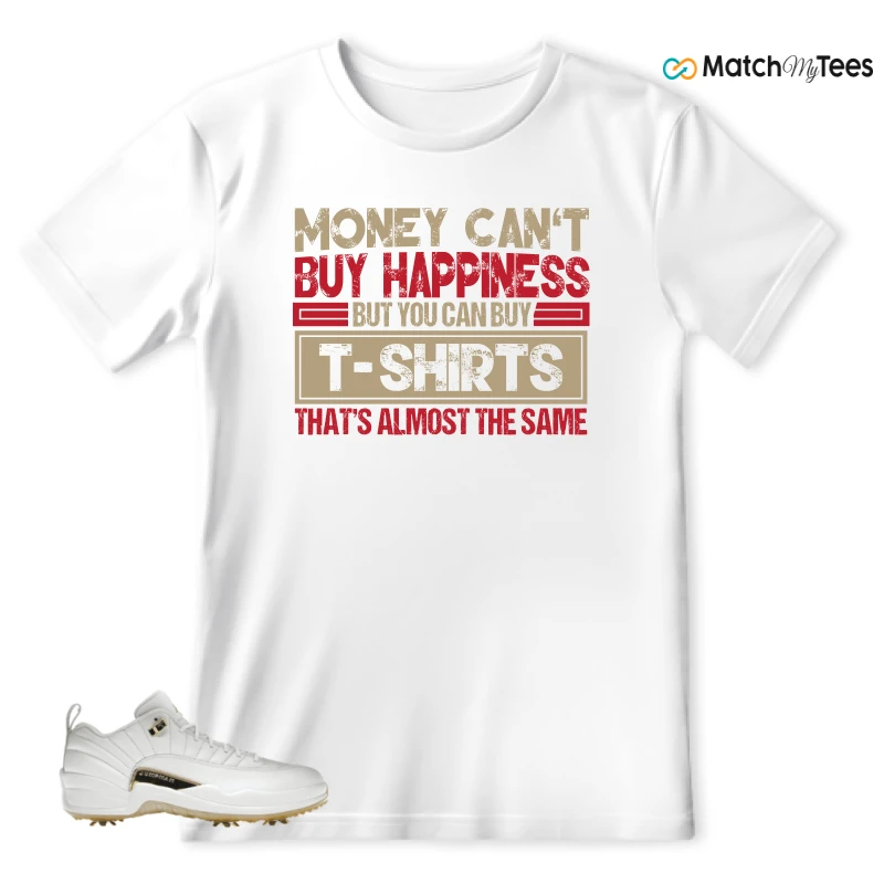 NIKE JORDAN 12 GOLF METALLIC GOLD SNEAKER Matching Tees t-shirt