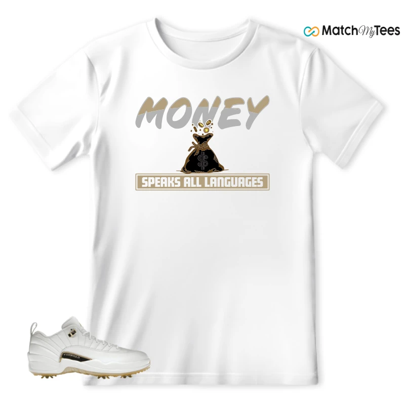 NIKE JORDAN 12 GOLF METALLIC GOLD SNEAKER Matching Tees t-shirt