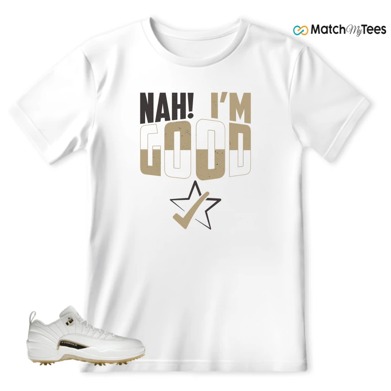 NIKE JORDAN 12 GOLF METALLIC GOLD SNEAKER Matching Tees t-shirt