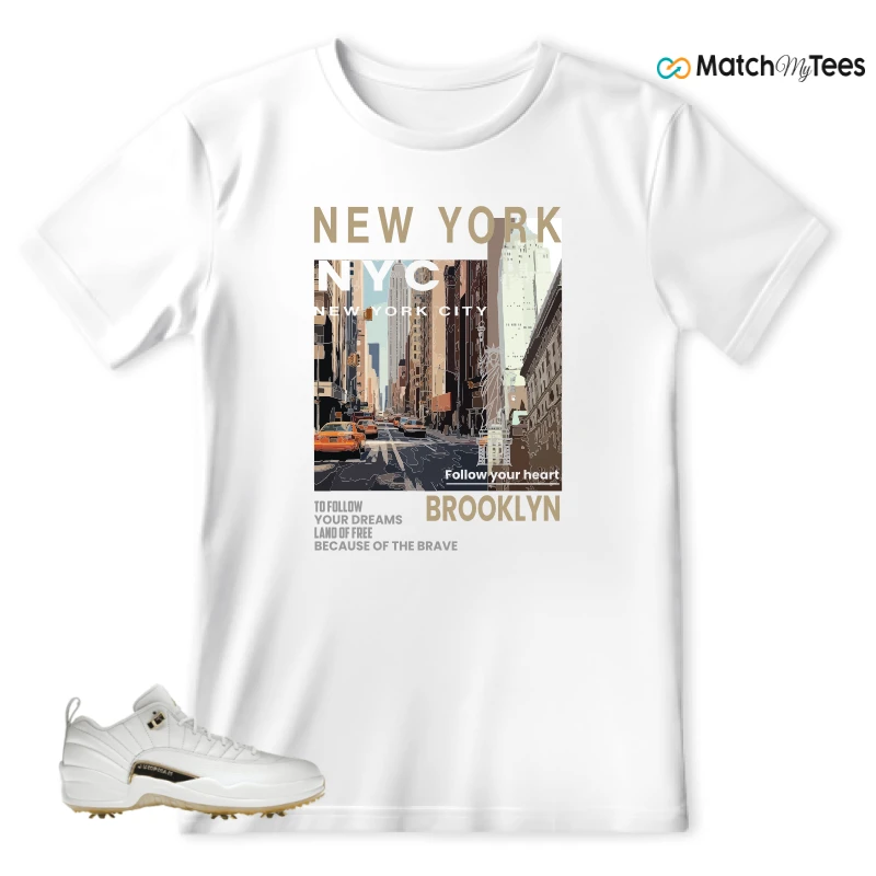NIKE JORDAN 12 GOLF METALLIC GOLD SNEAKER Matching Tees t-shirt