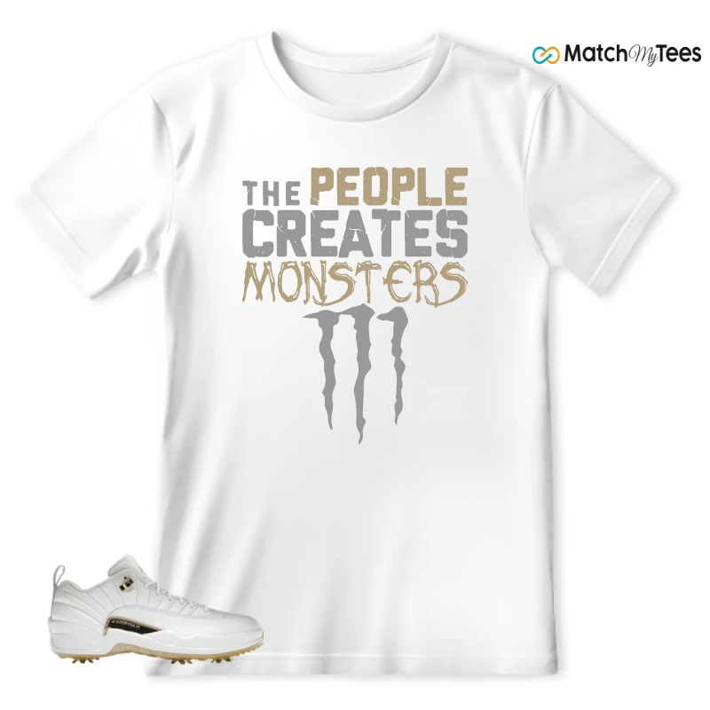 NIKE JORDAN 12 GOLF METALLIC GOLD SNEAKER Matching Tees t-shirt