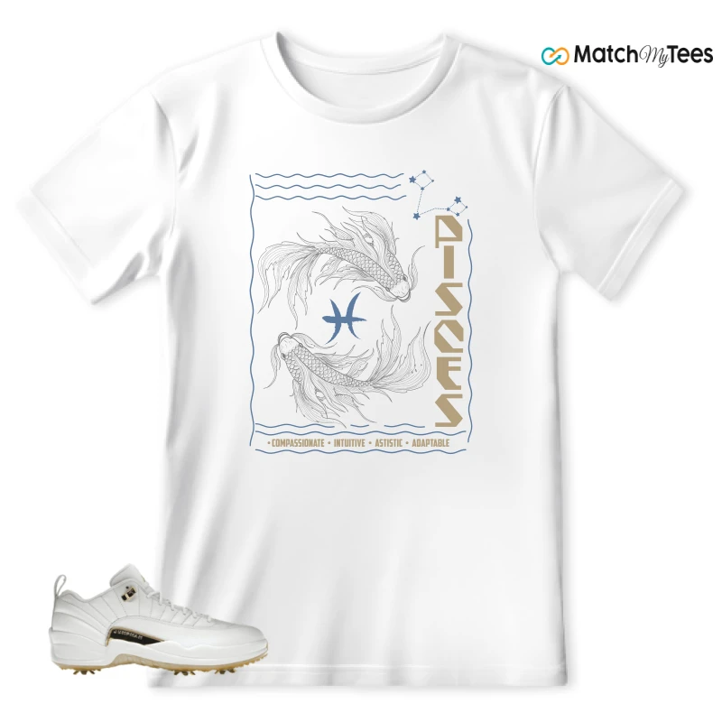 NIKE JORDAN 12 GOLF METALLIC GOLD SNEAKER Matching Tees t-shirt