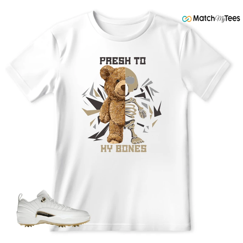 NIKE JORDAN 12 GOLF METALLIC GOLD SNEAKER Matching Tees t-shirt