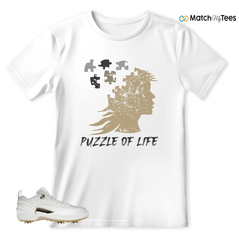 NIKE JORDAN 12 GOLF METALLIC GOLD SNEAKER Matching Tees t-shirt
