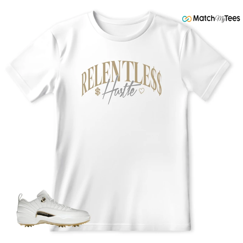 NIKE JORDAN 12 GOLF METALLIC GOLD SNEAKER Matching Tees t-shirt