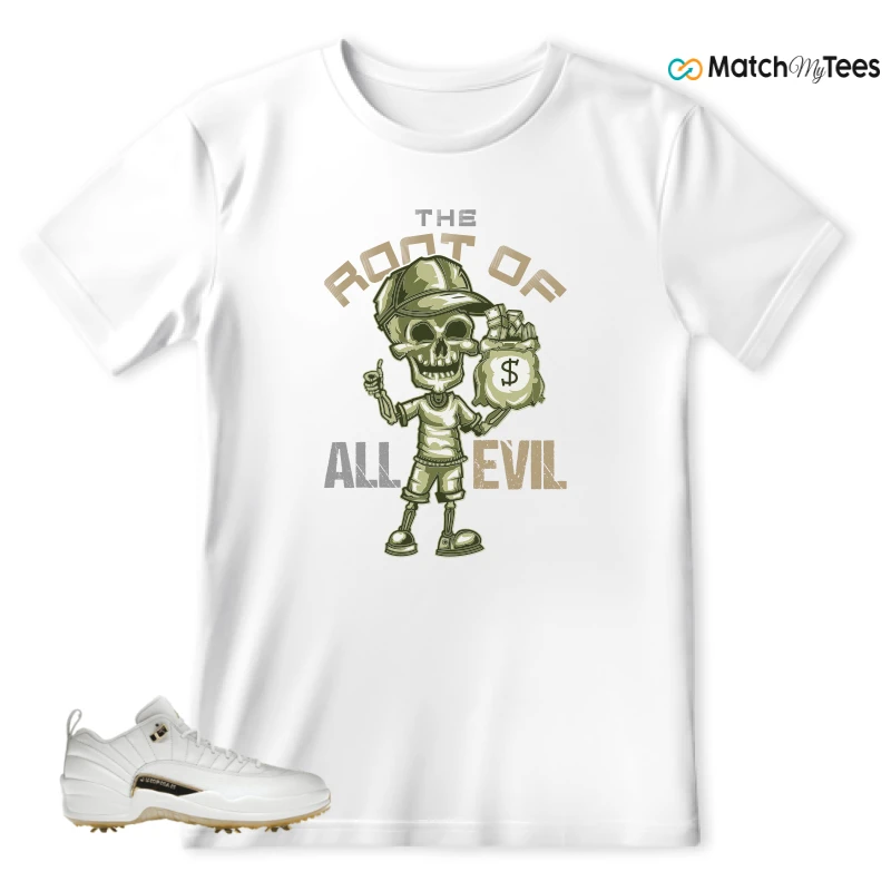 NIKE JORDAN 12 GOLF METALLIC GOLD SNEAKER Matching Tees t-shirt