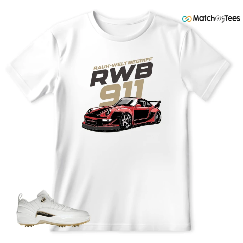 NIKE JORDAN 12 GOLF METALLIC GOLD SNEAKER Matching Tees t-shirt