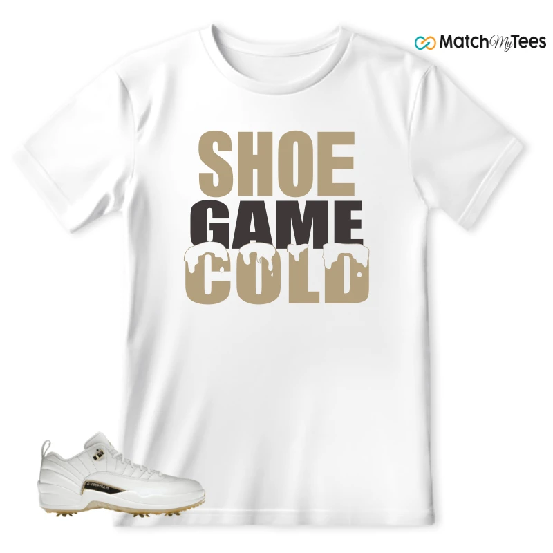 NIKE JORDAN 12 GOLF METALLIC GOLD SNEAKER Matching Tees t-shirt