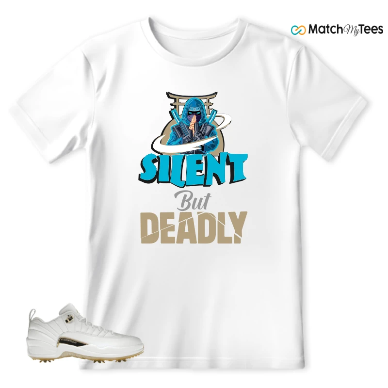 NIKE JORDAN 12 GOLF METALLIC GOLD SNEAKER Matching Tees t-shirt
