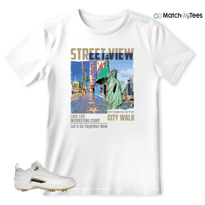 NIKE JORDAN 12 GOLF METALLIC GOLD SNEAKER Matching Tees t-shirt