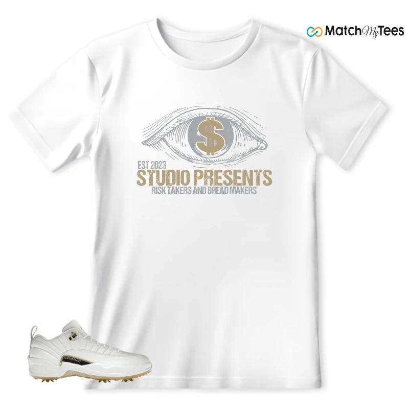 NIKE JORDAN 12 GOLF METALLIC GOLD SNEAKER Matching Tees T-shirt for Men