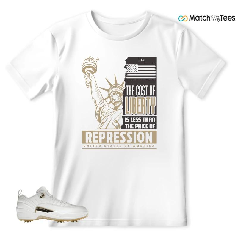 NIKE JORDAN 12 GOLF METALLIC GOLD SNEAKER Matching Tees t-shirt