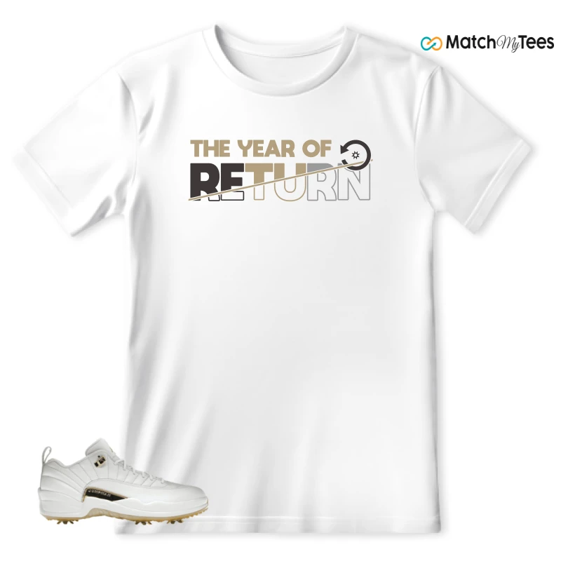 NIKE JORDAN 12 GOLF METALLIC GOLD SNEAKER Matching Tees t-shirt
