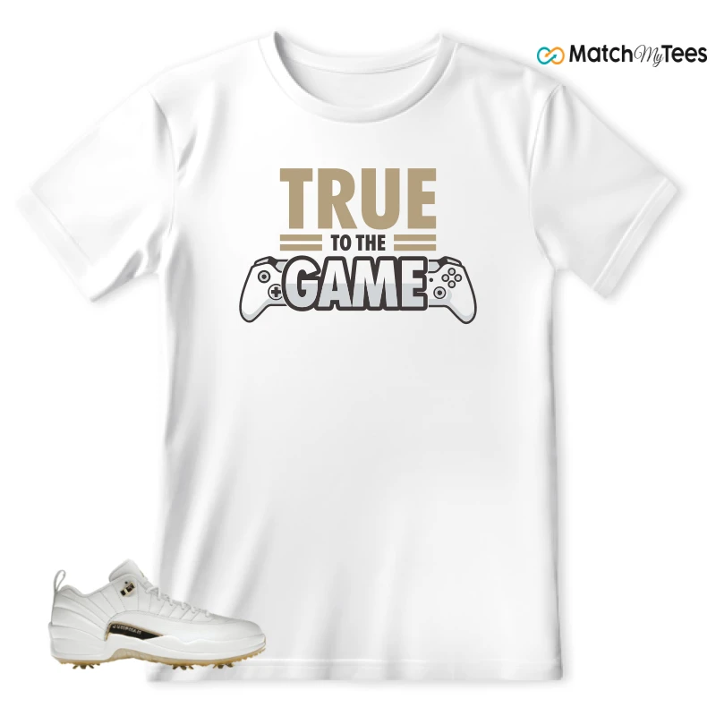 NIKE JORDAN 12 GOLF METALLIC GOLD SNEAKER Matching Tees t-shirt