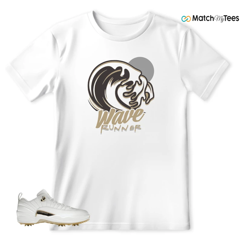NIKE JORDAN 12 GOLF METALLIC GOLD SNEAKER Matching Tees t-shirt