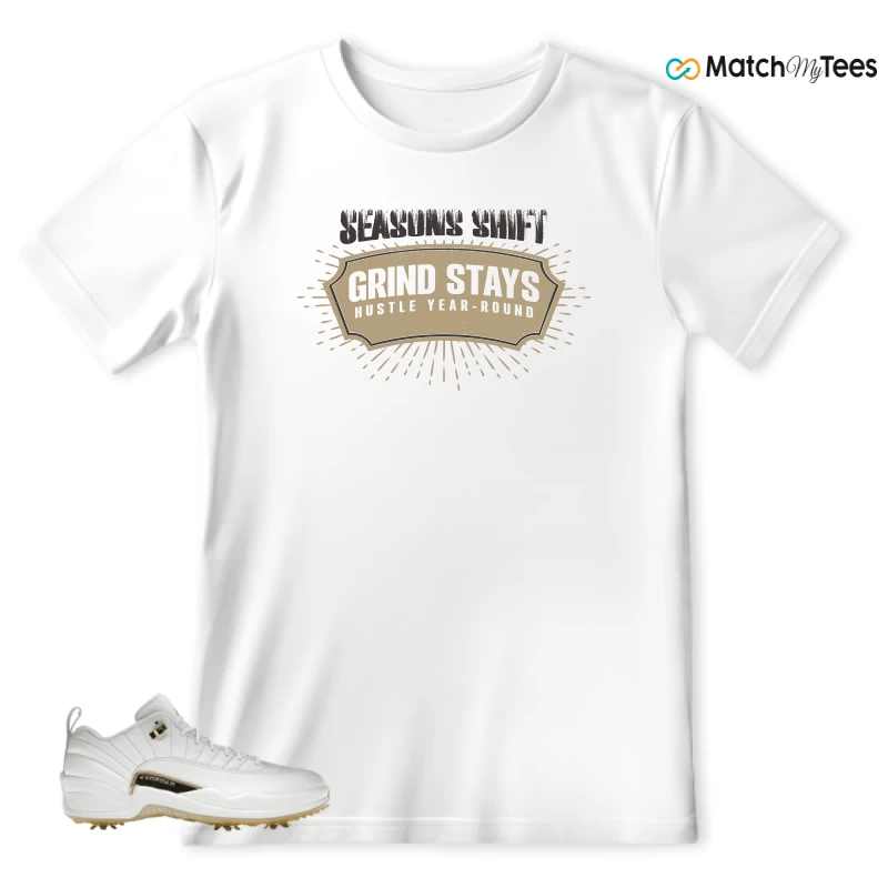 NIKE JORDAN 12 GOLF METALLIC GOLD SNEAKER Matching Tees t-shirt