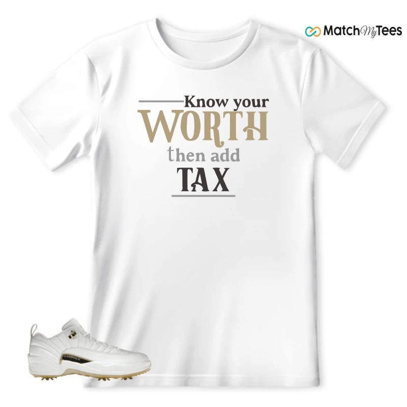 NIKE JORDAN 12 GOLF METALLIC GOLD SNEAKER Matching Tees t-shirt