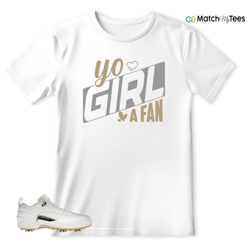 NIKE JORDAN 12 GOLF METALLIC GOLD SNEAKER Matching Tees t-shirt