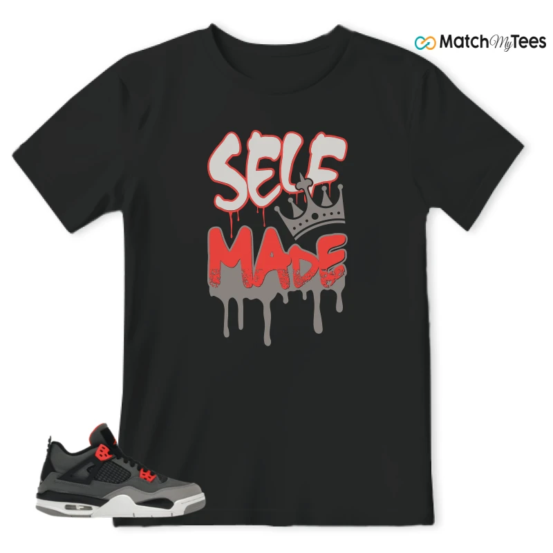 NIKE JORDAN 4 RETRO INFRARED (GS) SNEAKER Matching Tees t-shirt