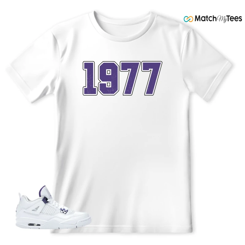 NIKE JORDAN 4 RETRO METALLIC PURPLE SNEAKER Matching Tees T-shirt for Men