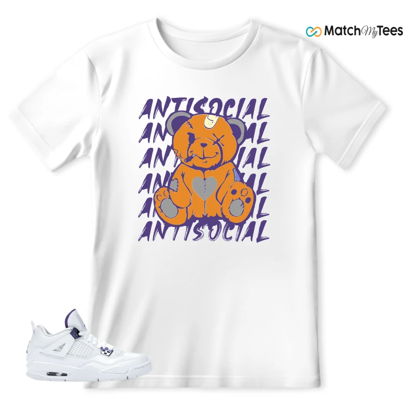 NIKE JORDAN 4 RETRO METALLIC PURPLE SNEAKER Matching Tees t-shirt