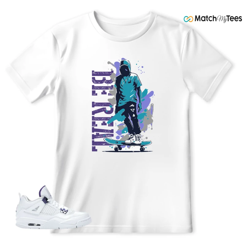 NIKE JORDAN 4 RETRO METALLIC PURPLE SNEAKER Matching Tees t-shirt