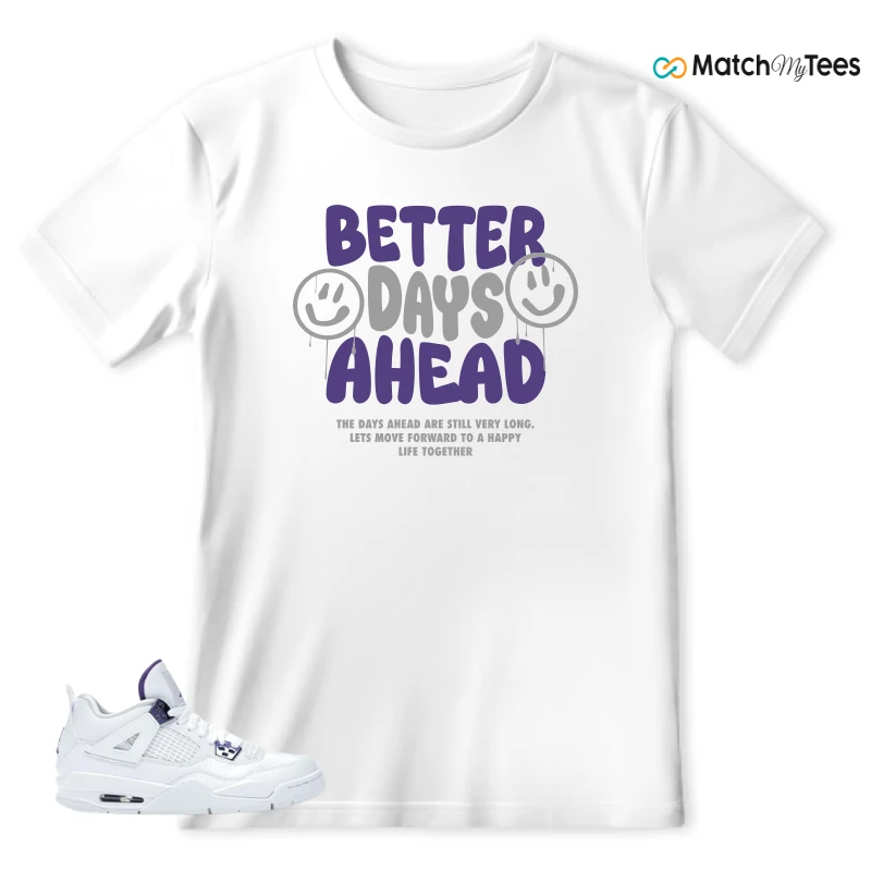 NIKE JORDAN 4 RETRO METALLIC PURPLE SNEAKER Matching Tees t-shirt
