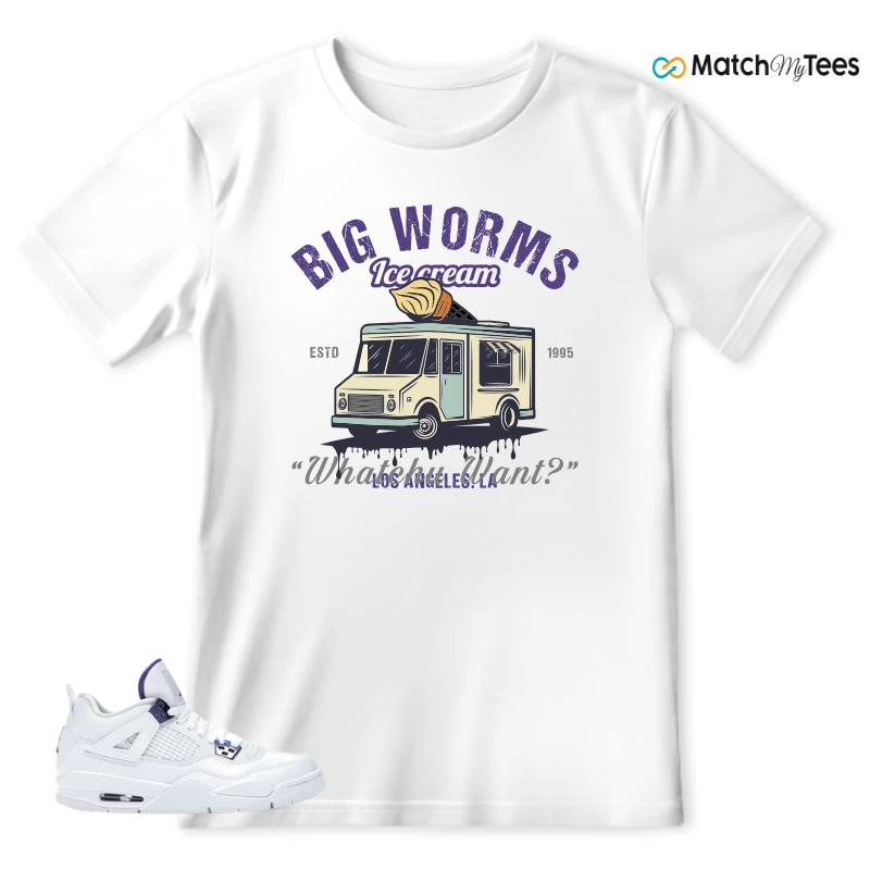 NIKE JORDAN 4 RETRO METALLIC PURPLE SNEAKER Matching Tees t-shirt