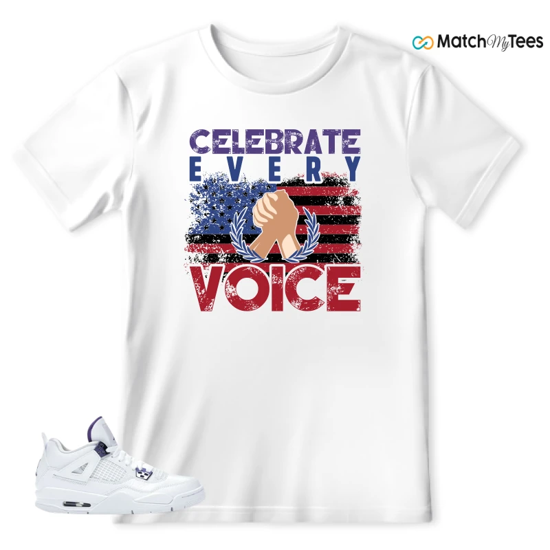 NIKE JORDAN 4 RETRO METALLIC PURPLE SNEAKER Matching Tees t-shirt