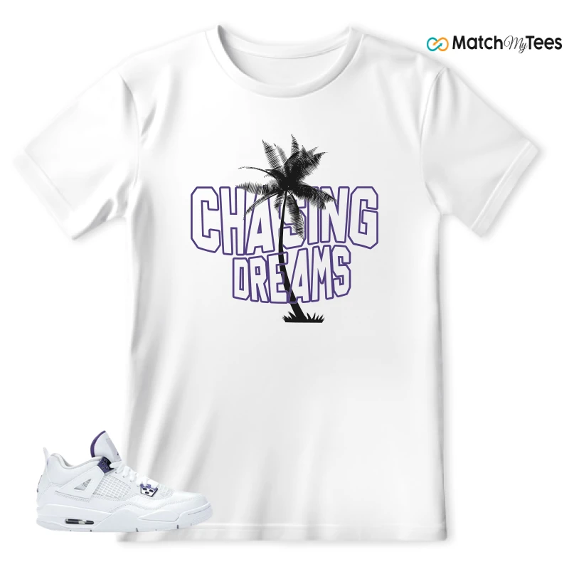 NIKE JORDAN 4 RETRO METALLIC PURPLE SNEAKER Matching Tees T-shirt for Men