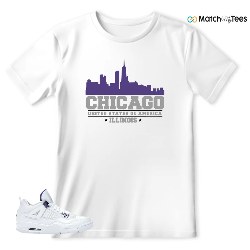 NIKE JORDAN 4 RETRO METALLIC PURPLE SNEAKER Matching Tees t-shirt