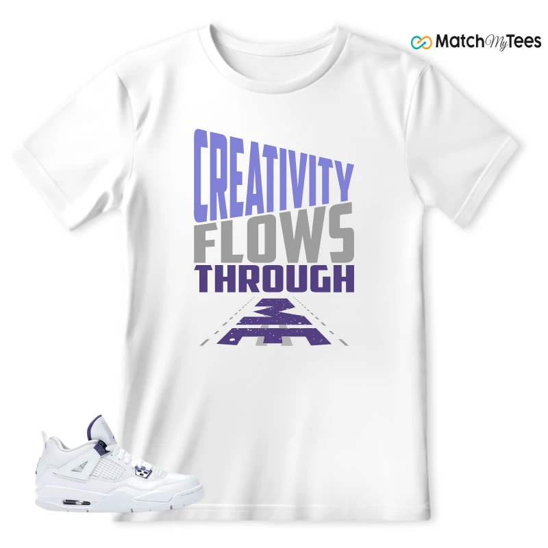 NIKE JORDAN 4 RETRO METALLIC PURPLE SNEAKER Matching Tees T-shirt for Men