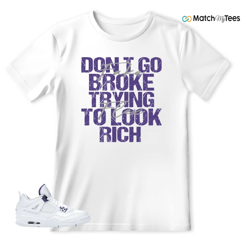 NIKE JORDAN 4 RETRO METALLIC PURPLE SNEAKER Matching Tees t-shirt