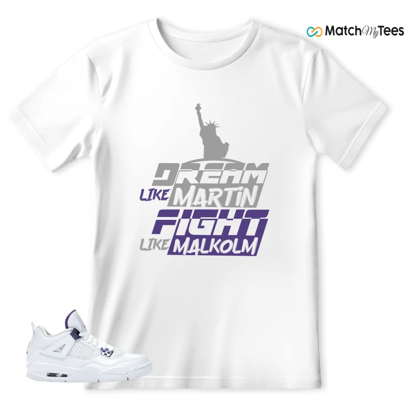 NIKE JORDAN 4 RETRO METALLIC PURPLE SNEAKER Matching Tees t-shirt