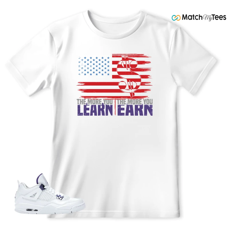 NIKE JORDAN 4 RETRO METALLIC PURPLE SNEAKER Matching Tees t-shirt