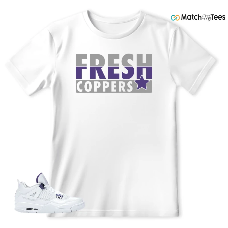 NIKE JORDAN 4 RETRO METALLIC PURPLE SNEAKER Matching Tees t-shirt