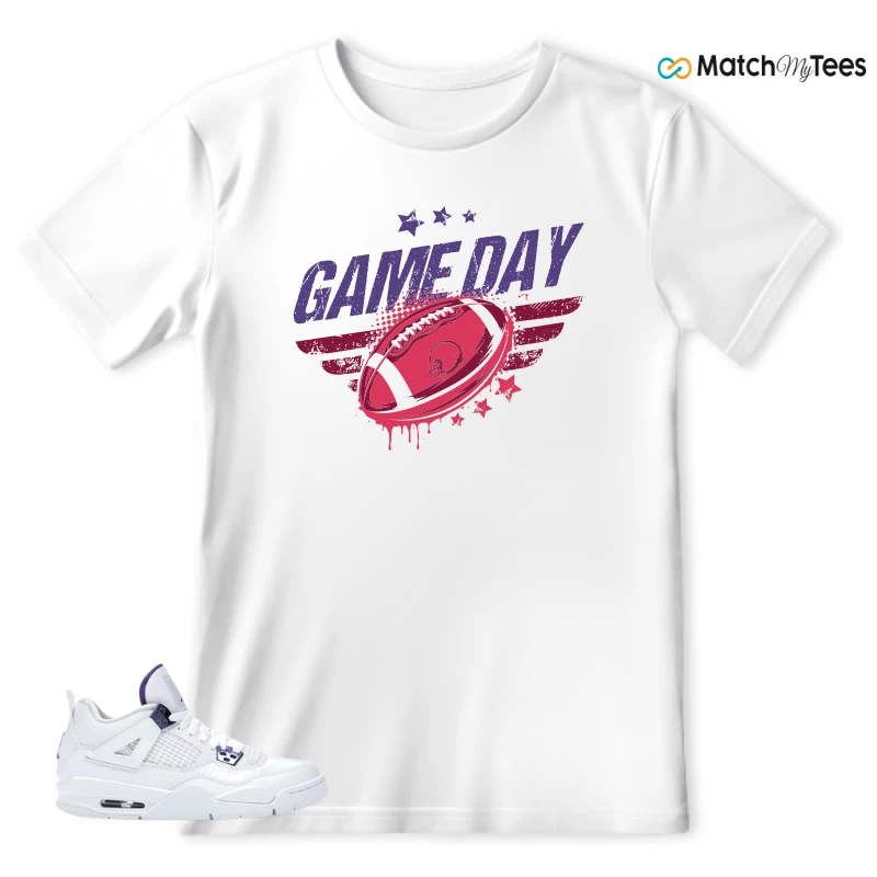 NIKE JORDAN 4 RETRO METALLIC PURPLE SNEAKER Matching Tees t-shirt