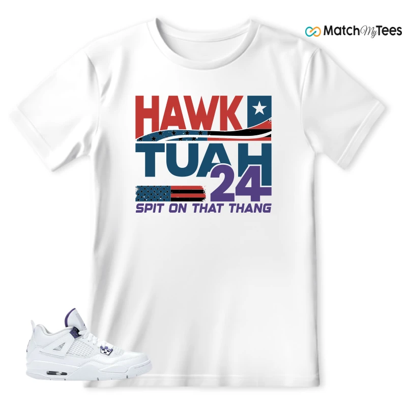 NIKE JORDAN 4 RETRO METALLIC PURPLE SNEAKER Matching Tees T-shirt for Men