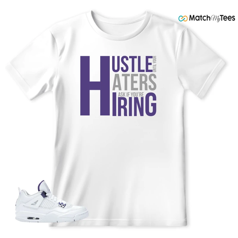 NIKE JORDAN 4 RETRO METALLIC PURPLE SNEAKER Matching Tees t-shirt