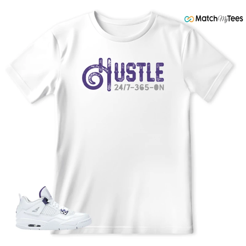 NIKE JORDAN 4 RETRO METALLIC PURPLE SNEAKER Matching Tees t-shirt