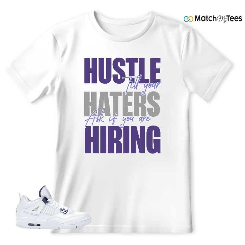 NIKE JORDAN 4 RETRO METALLIC PURPLE SNEAKER Matching Tees t-shirt