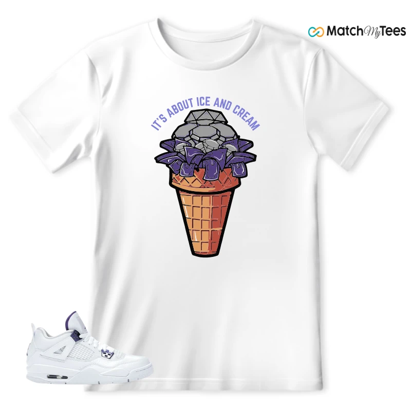 NIKE JORDAN 4 RETRO METALLIC PURPLE SNEAKER Matching Tees t-shirt