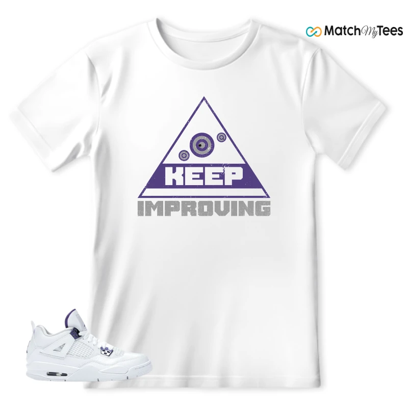 NIKE JORDAN 4 RETRO METALLIC PURPLE SNEAKER Matching Tees T-shirt for Men
