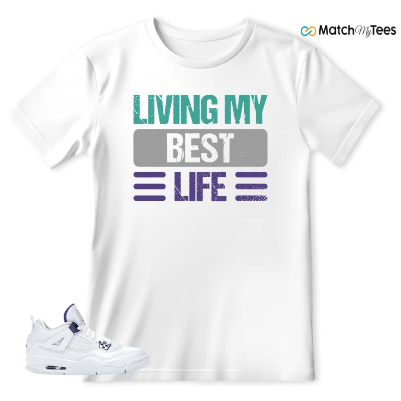 NIKE JORDAN 4 RETRO METALLIC PURPLE SNEAKER Matching Tees t-shirt