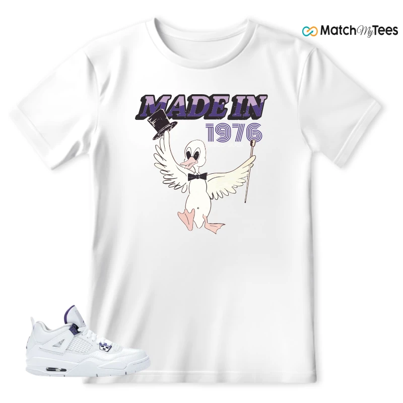 NIKE JORDAN 4 RETRO METALLIC PURPLE SNEAKER Matching Tees T-shirt for Men
