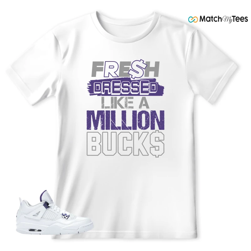 NIKE JORDAN 4 RETRO METALLIC PURPLE SNEAKER Matching Tees t-shirt