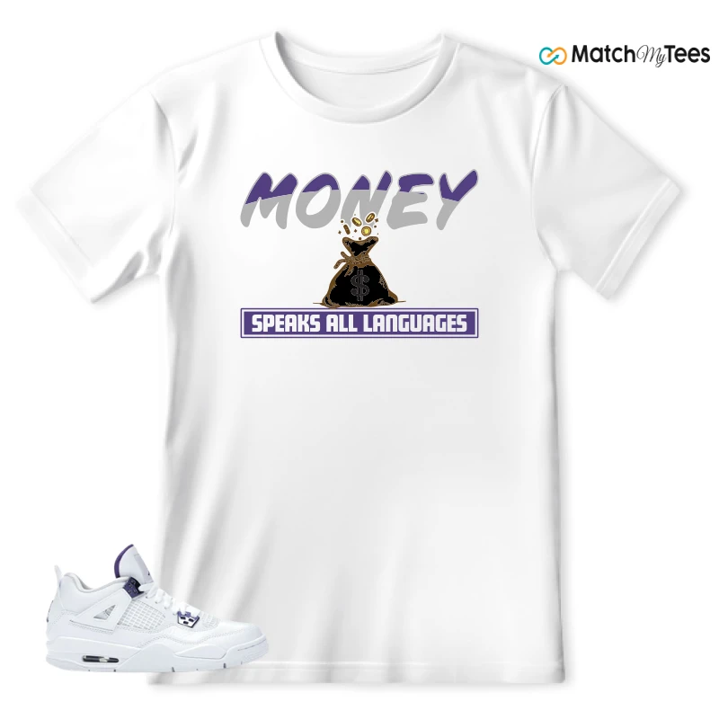 NIKE JORDAN 4 RETRO METALLIC PURPLE SNEAKER Matching Tees t-shirt